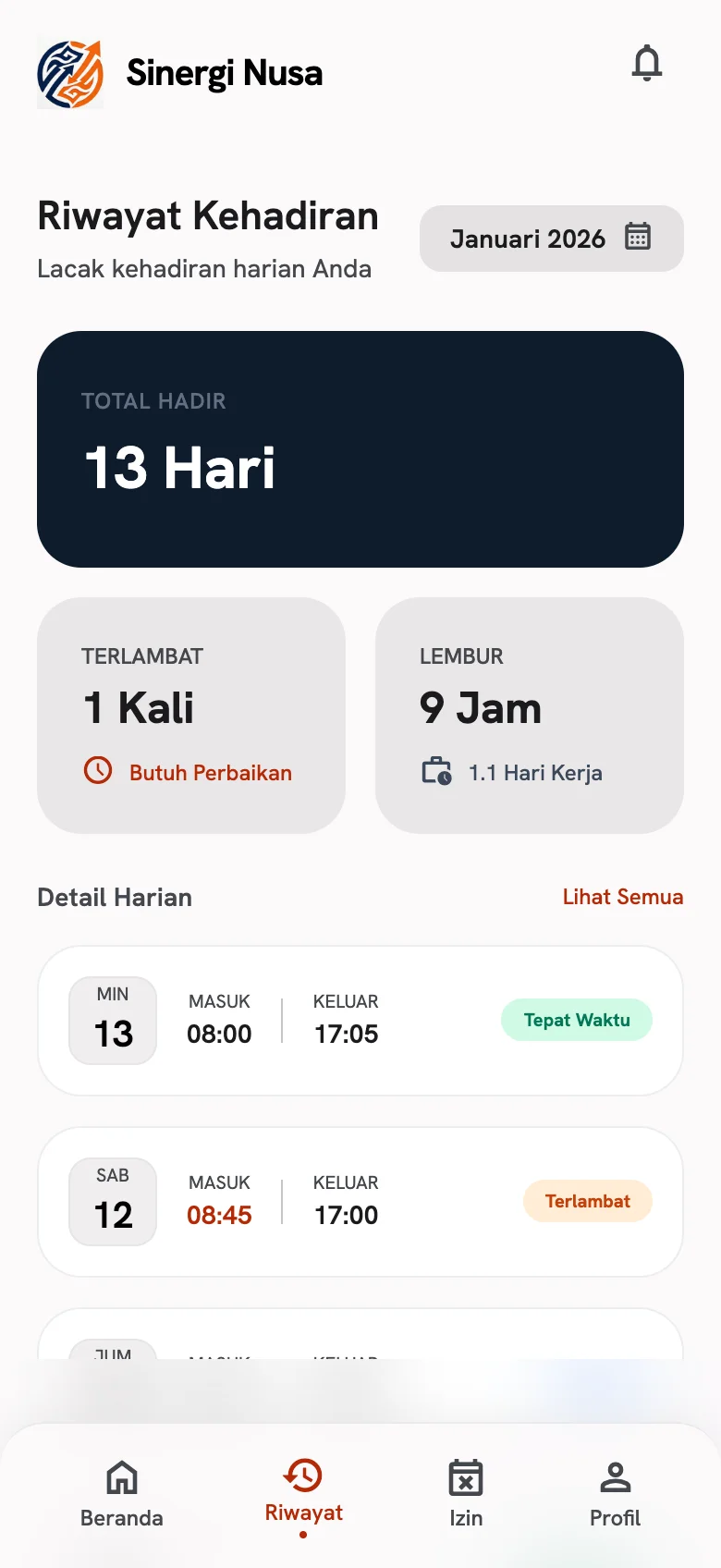 Sinergi Nusa Mobile App — Screenshot 2